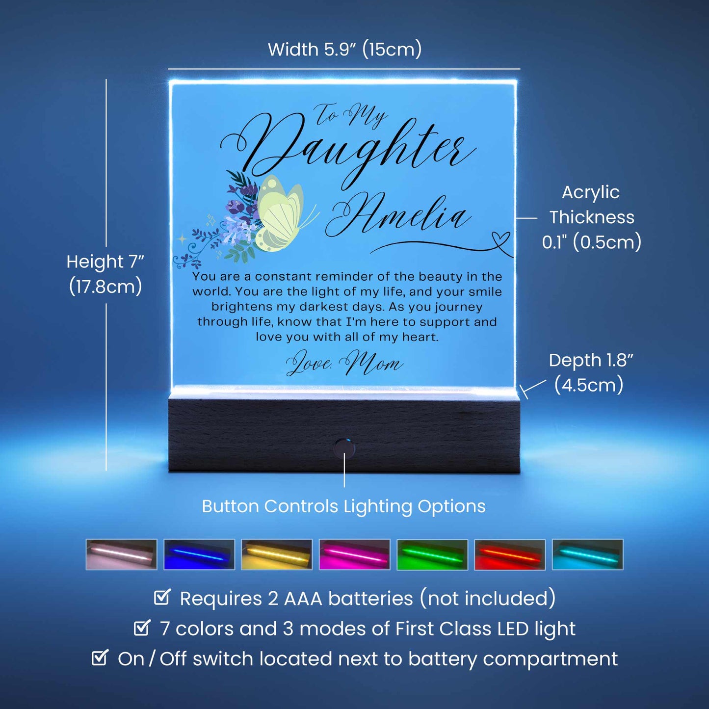 Personalized Custom Name To My Daughter LED Acrylic Plaque – view 5