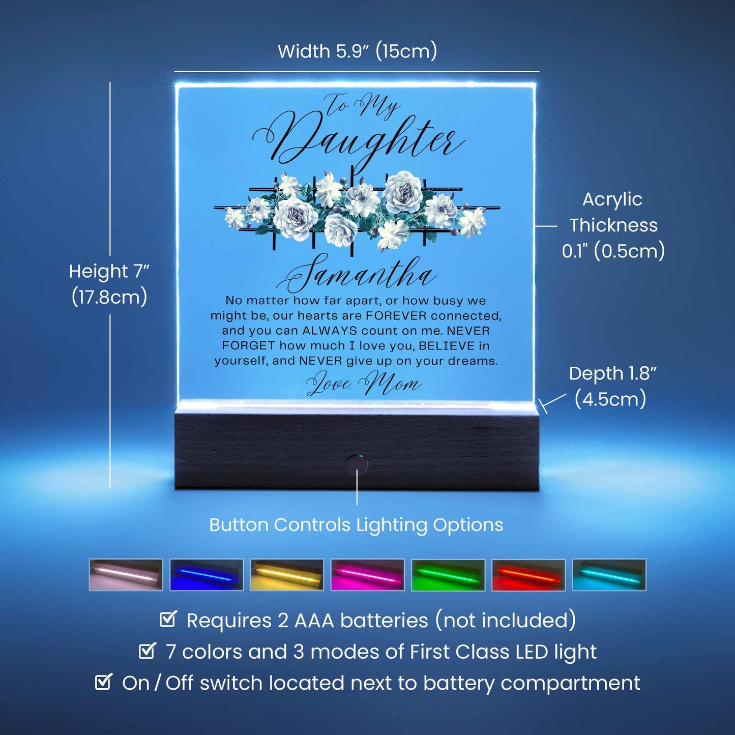 Personalized To My Daughter Custom Name LED Acrylic Plaque – view 4