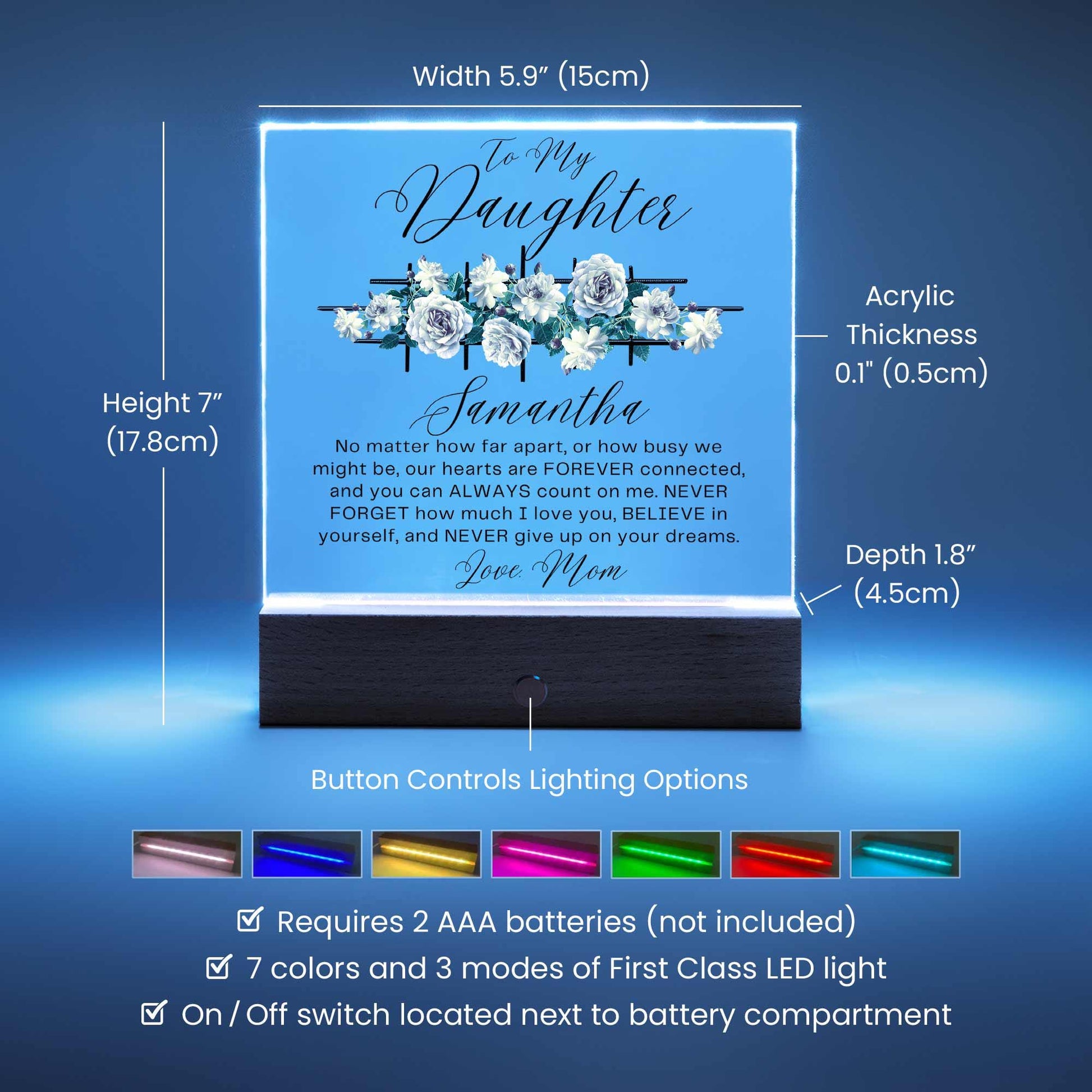 Personalized To My Daughter Custom Name LED Acrylic Plaque – view 4
