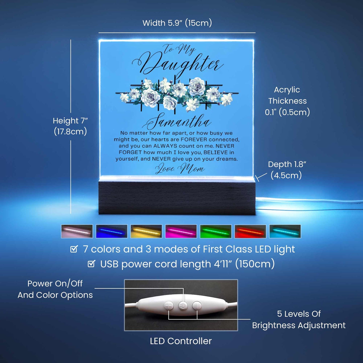 Personalized To My Daughter Custom Name LED Acrylic Plaque – view 5
