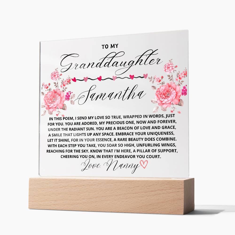 To My Granddaughter Custom Name Floral LED Acrylic Plaque – view 7