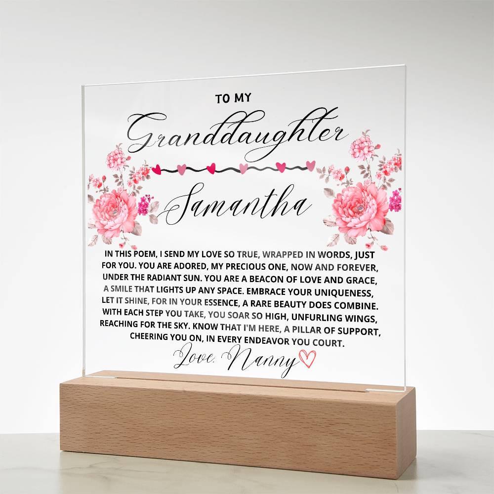 To My Granddaughter Custom Name Floral LED Acrylic Plaque – view 9