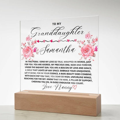 To My Granddaughter Custom Name Floral LED Acrylic Plaque – view 9