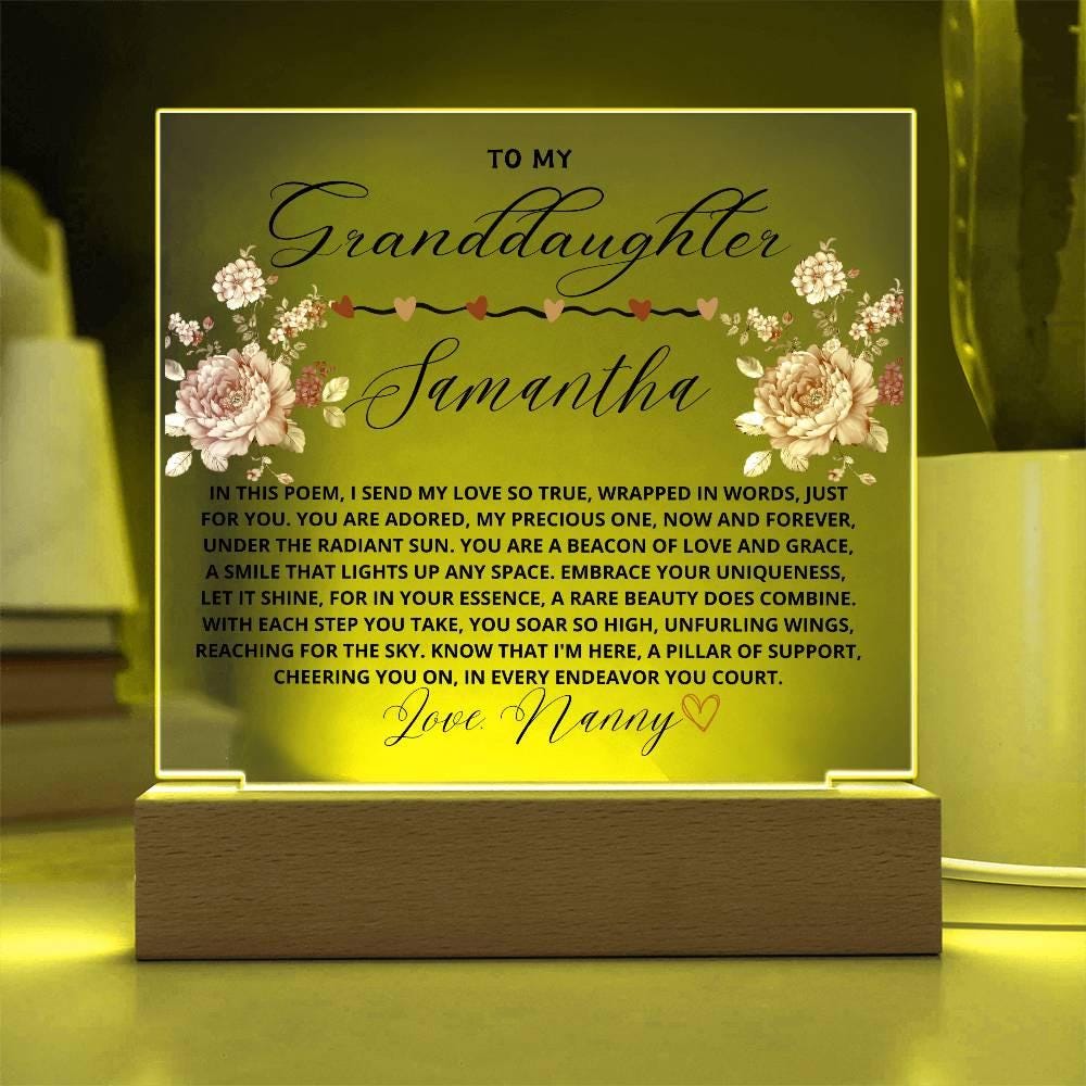 To My Granddaughter Custom Name Floral LED Acrylic Plaque – view 2