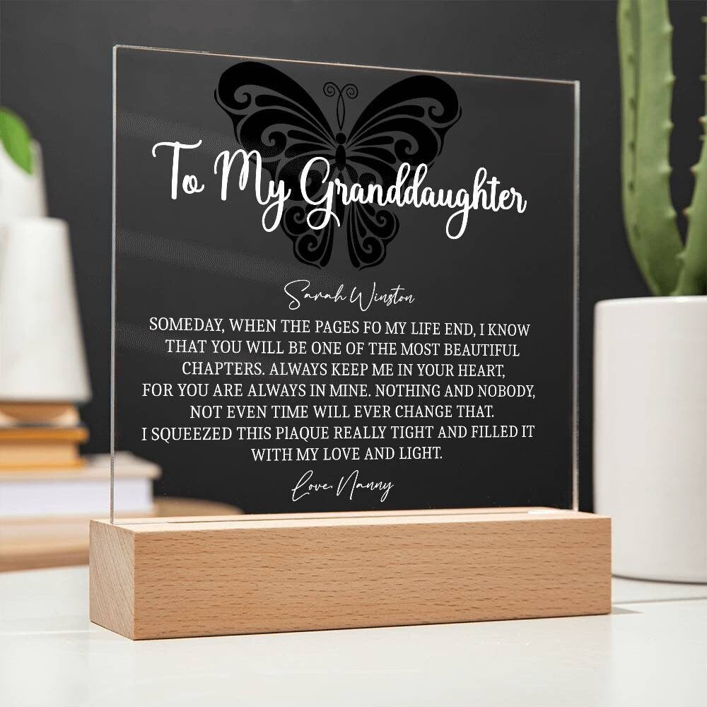 Granddaughter butterfly Square acrylic plaque gift from grandma – view 2