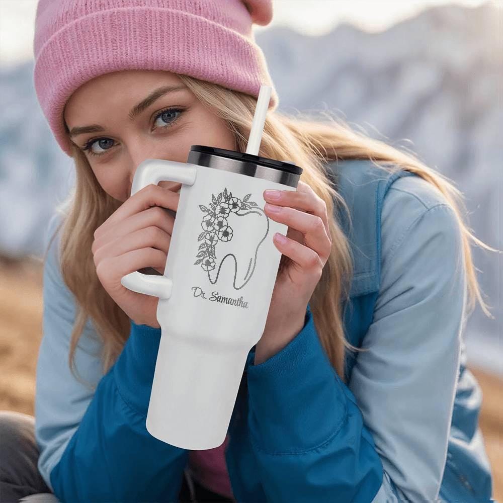 Personalized Leaser Engraved 40oz Dentist Tumbler – Gifts for dentist – view 9