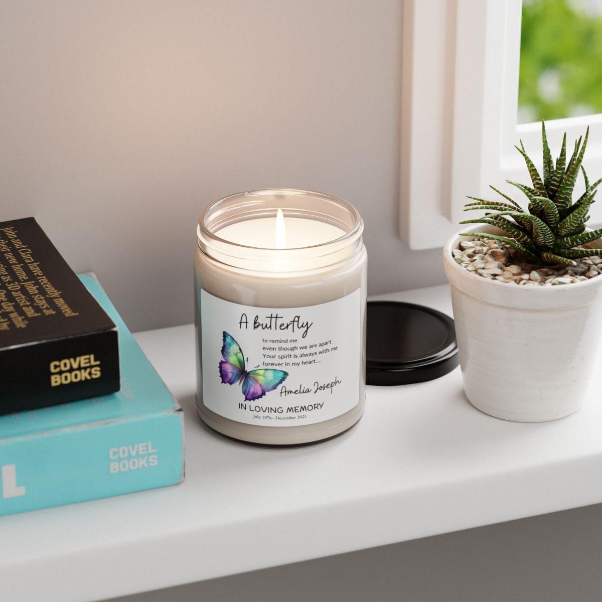 A Butterfly Memorial Candle – Personalized Loss of loved ones candle – view 2