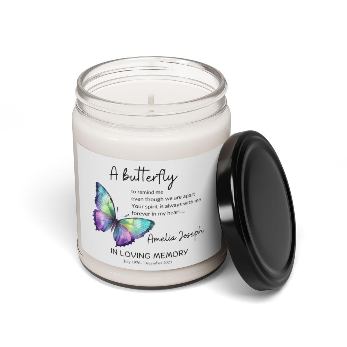 A Butterfly Memorial Candle – Personalized Loss of loved ones candle – view 6