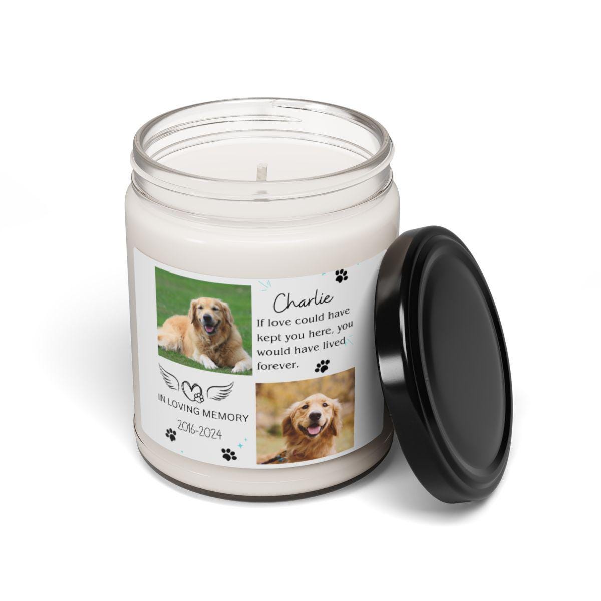 Custom Loss of Pet Memorial Soy Candle – Loss of Dog Remembrance Gift – view 9