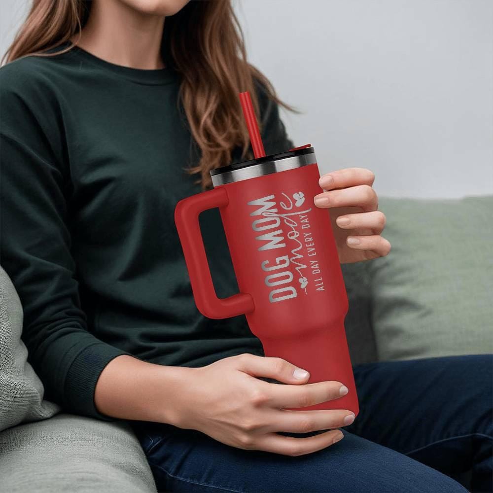 Dog Mom Insulated 40oz Leaser Engraved Tumbler – Gifts For Dog Mom – view 5