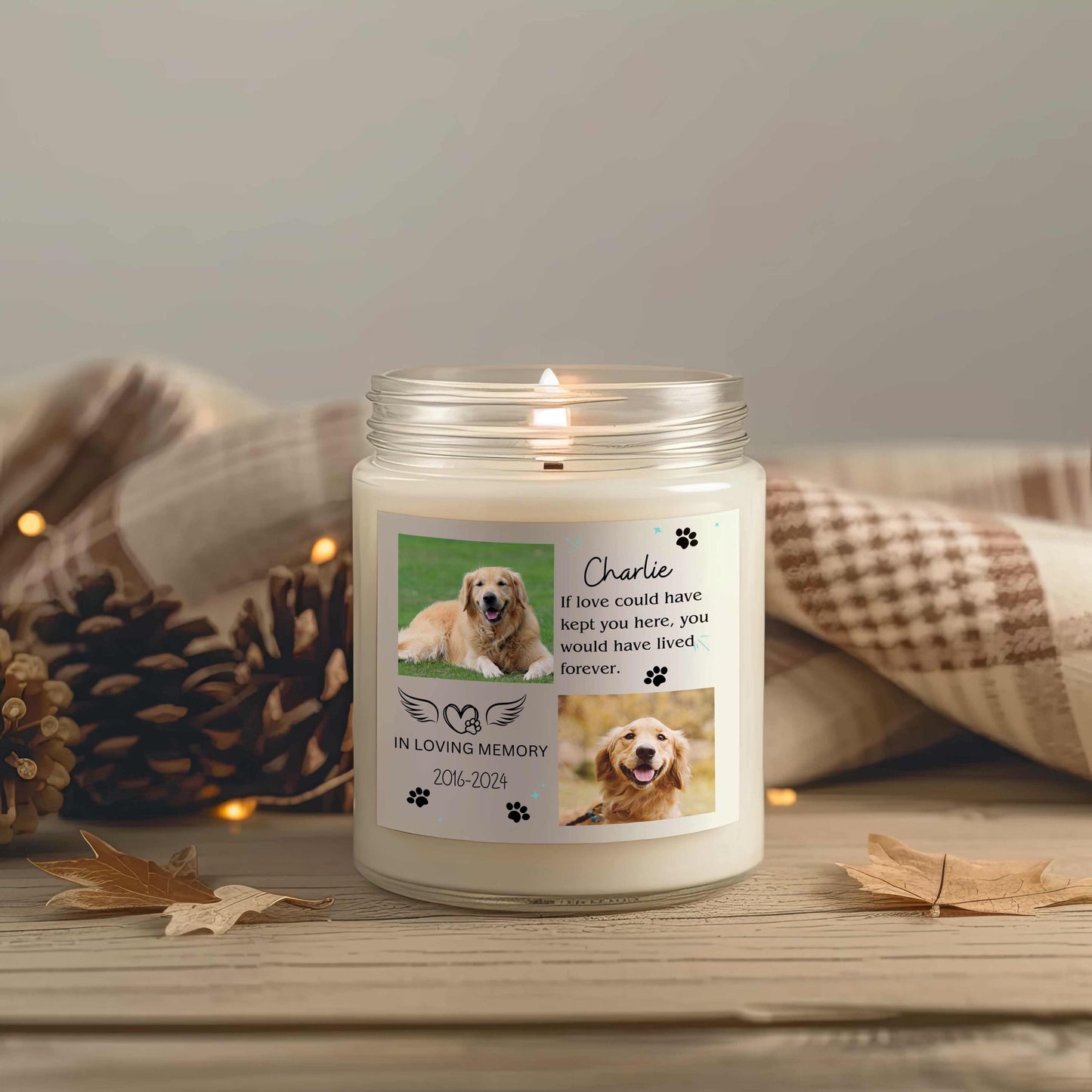 Custom Loss of Pet Memorial Soy Candle – Loss of Dog Remembrance Gift – view 6