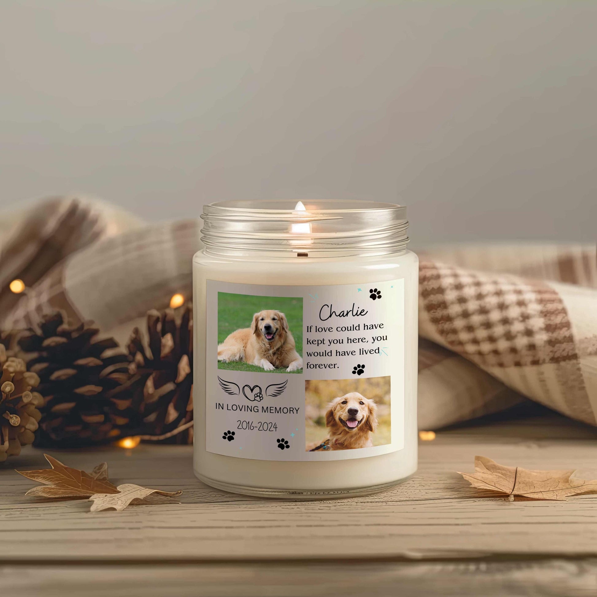 Custom Loss of Pet Memorial Soy Candle – Loss of Dog Remembrance Gift – view 6