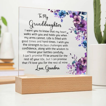 To my granddaughter floral Acrylic plaque gift from grandma – Xmas – view 2