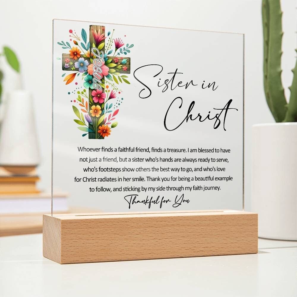 Sister in Christ Floral Friendship Plaque Gift