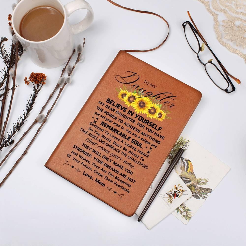 To My Daughter Personalized Sunflower Leather Journal – Gifts from Dad – view 7