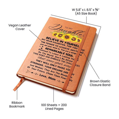 To My Daughter Personalized Sunflower Leather Journal – Gifts from Dad – view 2