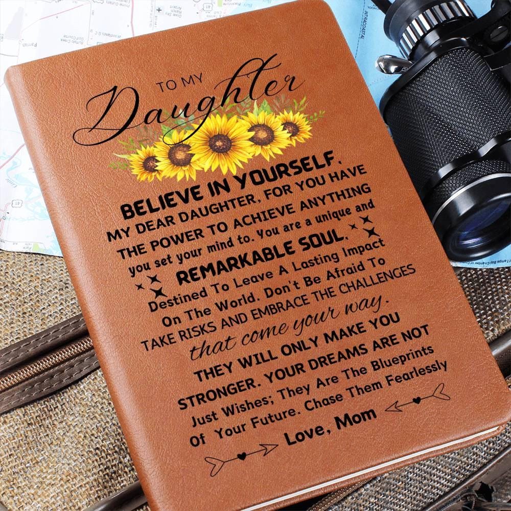 To My Daughter Personalized Sunflower Leather Journal – Gifts from Dad – view 5