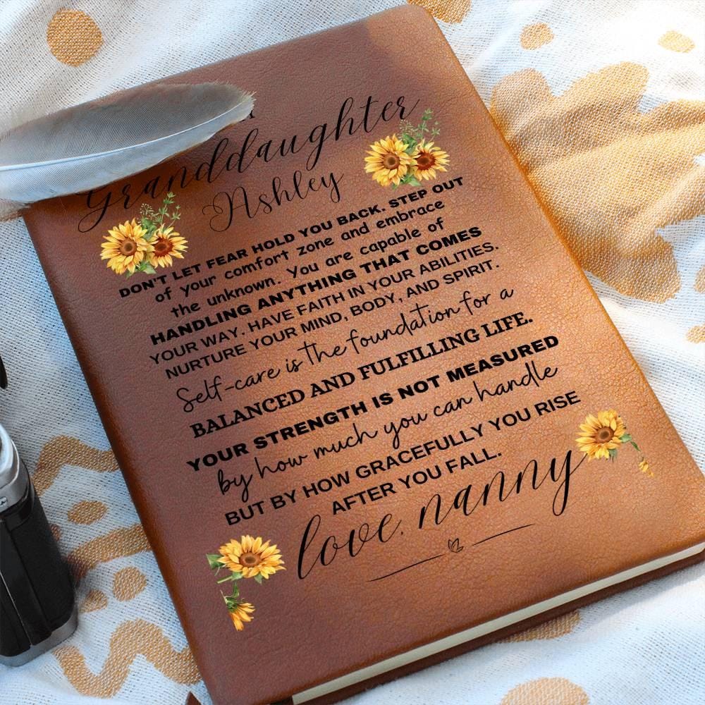 To My Granddaughter Sunflower Personalized Leather Journal – view 9