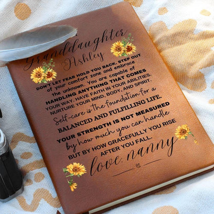 To My Granddaughter Sunflower Personalized Leather Journal – view 9