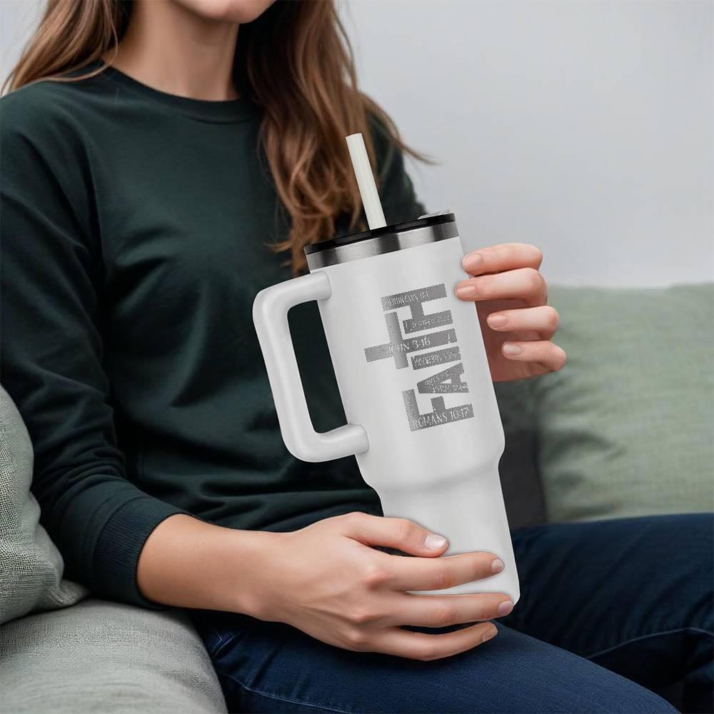 Faith Bible Verse Leaser Printed 40oz Tumbler – view 2