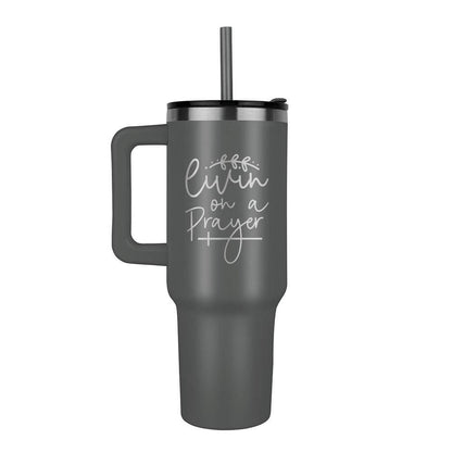 Living on a Prayer Leaser Engraved 40oz Tumbler – Christian Drinkware – view 9