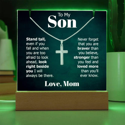 To My Son LED Acrylic Plaque with Cross Necklace – Son Christmas gift – view 10
