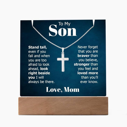 To My Son LED Acrylic Plaque with Cross Necklace – Son Christmas gift – view 9