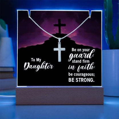 To my daughter Keepsake LED Acrylic Bundle with Cross Necklace – view 8