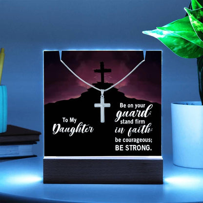 To my daughter Keepsake LED Acrylic Bundle with Cross Necklace – view 10