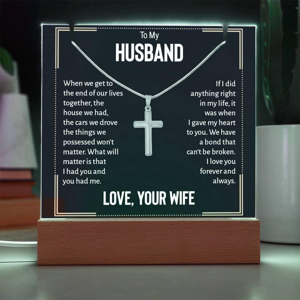 To my husband LED Acrylic Bundle with Cross Necklace – view 10