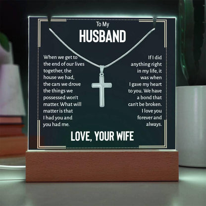 To my husband LED Acrylic Bundle with Cross Necklace – view 10