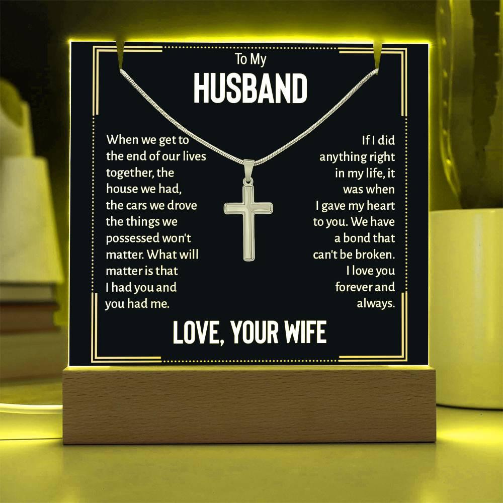 To my husband LED Acrylic Bundle with Cross Necklace – view 5