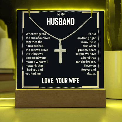 To my husband LED Acrylic Bundle with Cross Necklace – view 5