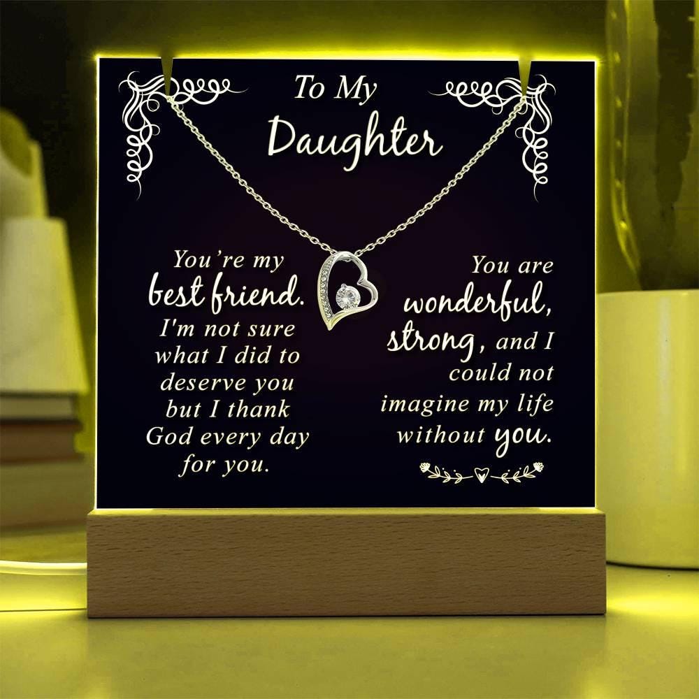 Daughter Keepsake Bundle LED Acrylic Plaque With Forever Love Necklace – view 10