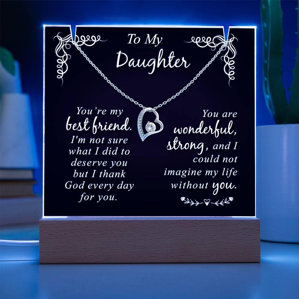 Daughter Keepsake Bundle LED Acrylic Plaque With Forever Love Necklace – view 3
