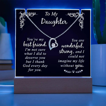 Daughter Keepsake Bundle LED Acrylic Plaque With Forever Love Necklace – view 3
