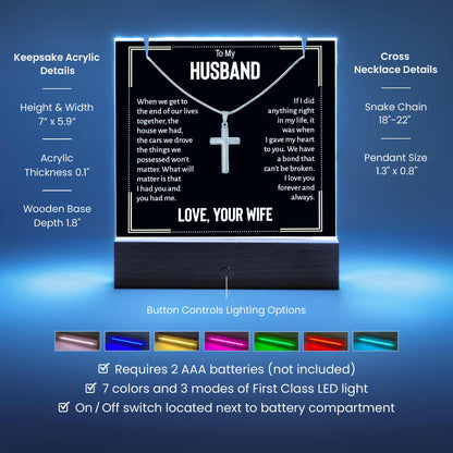 To my husband LED Acrylic Bundle with Cross Necklace – view 4