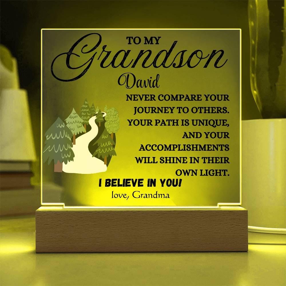 To My Grandson Personalized Name LED Acrylic Plaque – Birthday gift – view 4