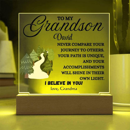 To My Grandson Personalized Name LED Acrylic Plaque – Birthday gift – view 4