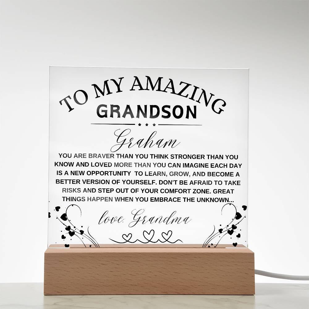 Grandson Personalized LED Acrylic Plaque – Christmas gift – view 9