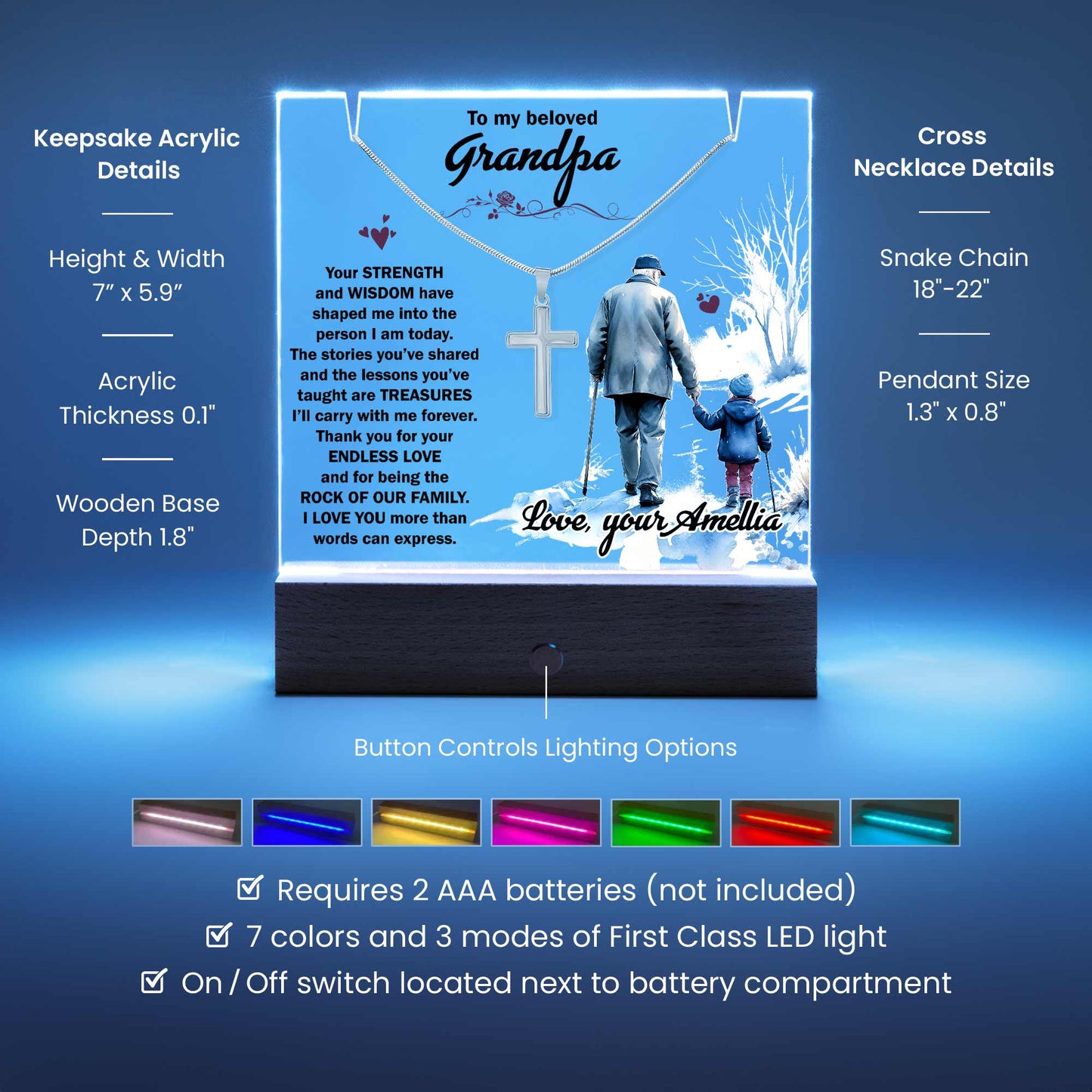 Personalized Gift for Grandpa Keepsake Acrylic Bundle with cross – view 6