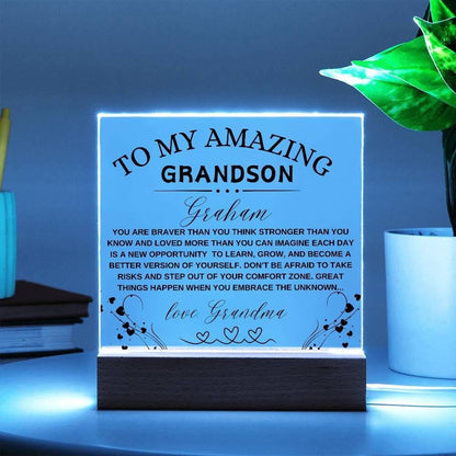 Grandson Personalized LED Acrylic Plaque – Christmas gift