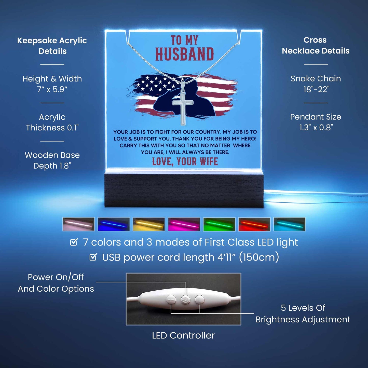 Personalized Military Husband Keepsake Bundle Acrylic Plaque – view 8