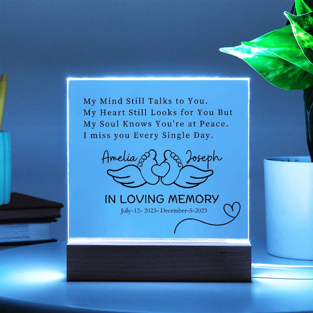 Personalized Baby Memorial Keepsake LED Acrylic Plaque – Loss of Child – view 8