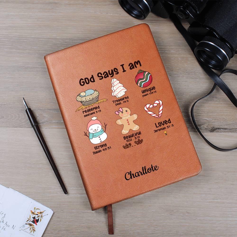 God Says Personalized Christmas Gift Leather Journal – view 3