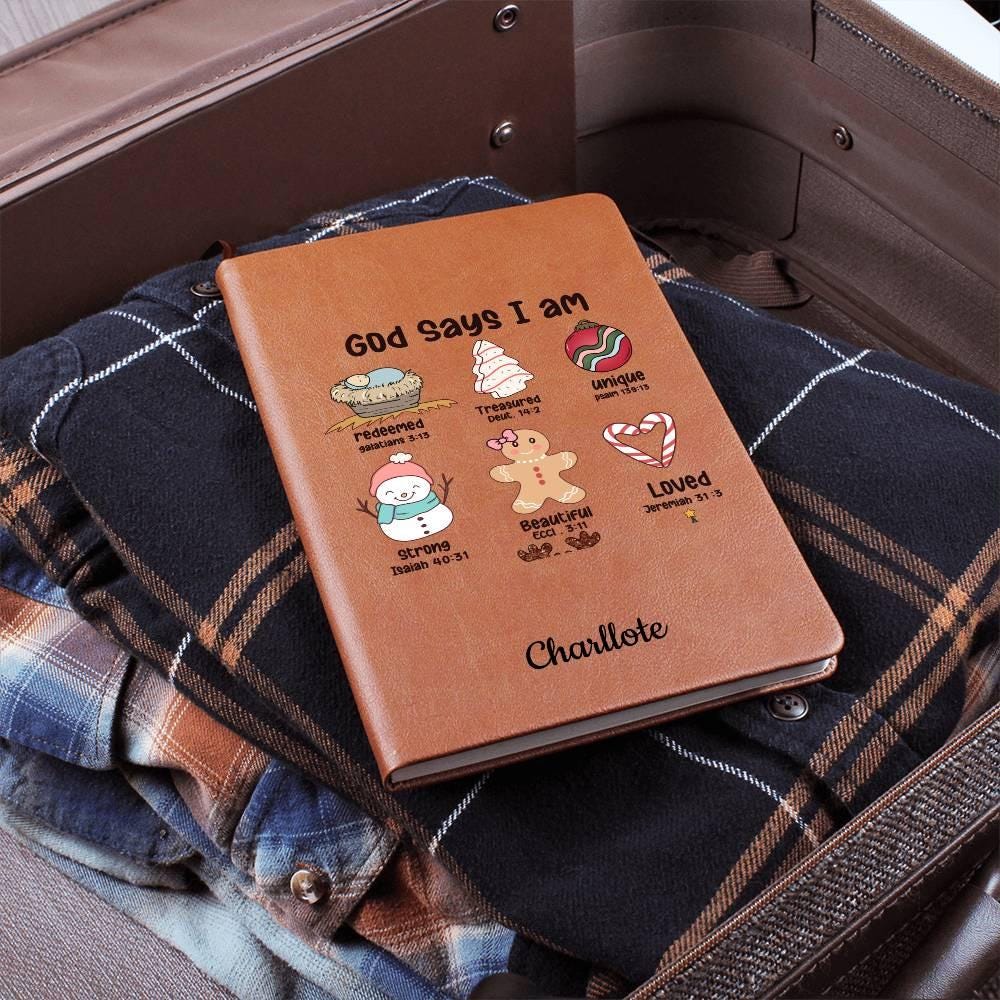 God Says Personalized Christmas Gift Leather Journal – view 2