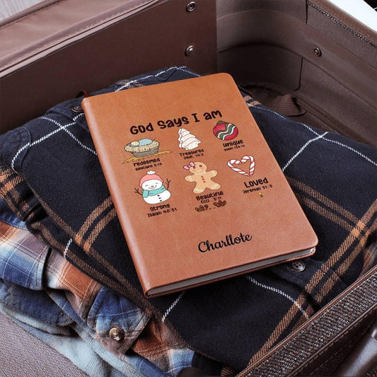 God Says Personalized Christmas Gift Leather Journal – view 2