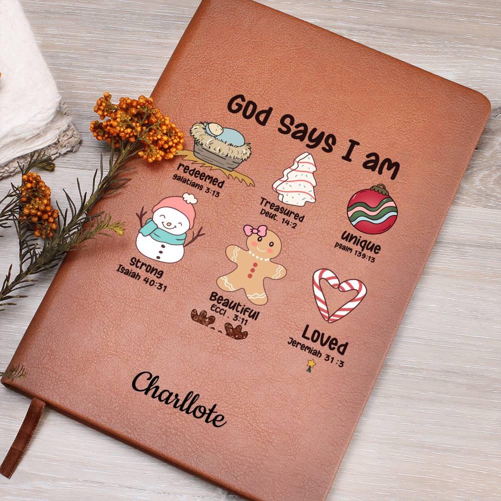 God Says Personalized Christmas Gift Leather Journal