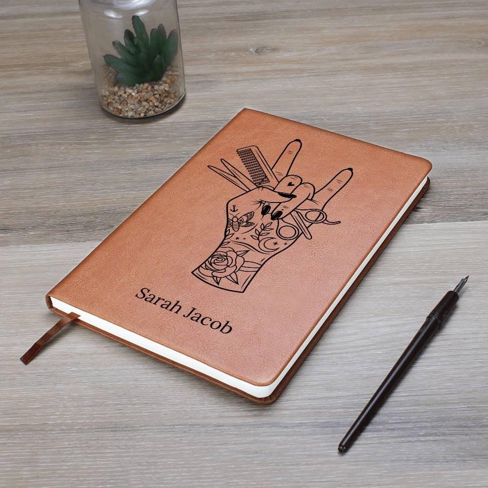 Personalized Hairdresser Leather Journal – Hairdresser Gift – view 8