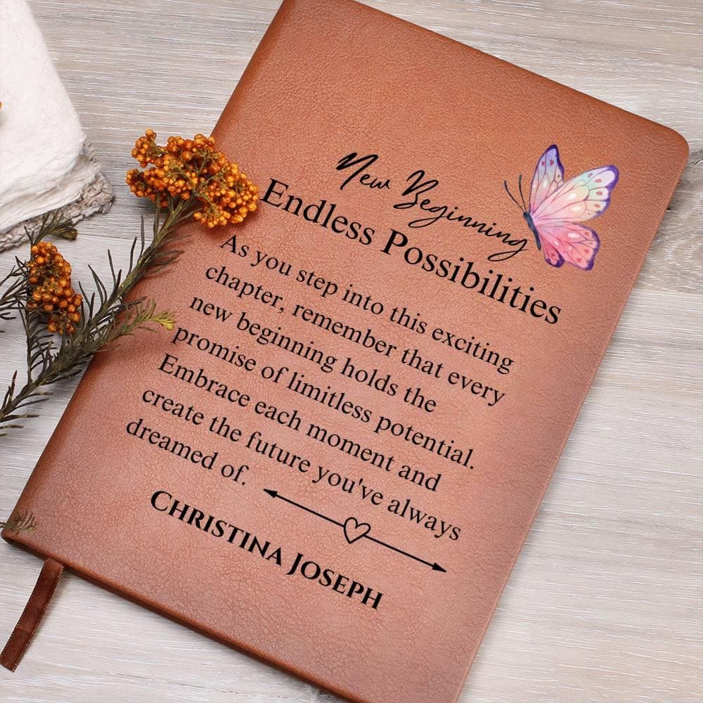 New Beginning Personalized Leather Journal – New Job Gift